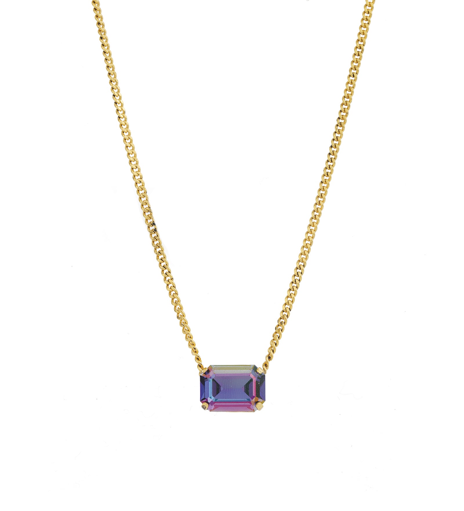 TOVA-Rubin Necklace-Necklaces-14k Gold Plated, Tanzanite Glimmer Crystal-Blue Ruby Jewellery-Vancouver Canada