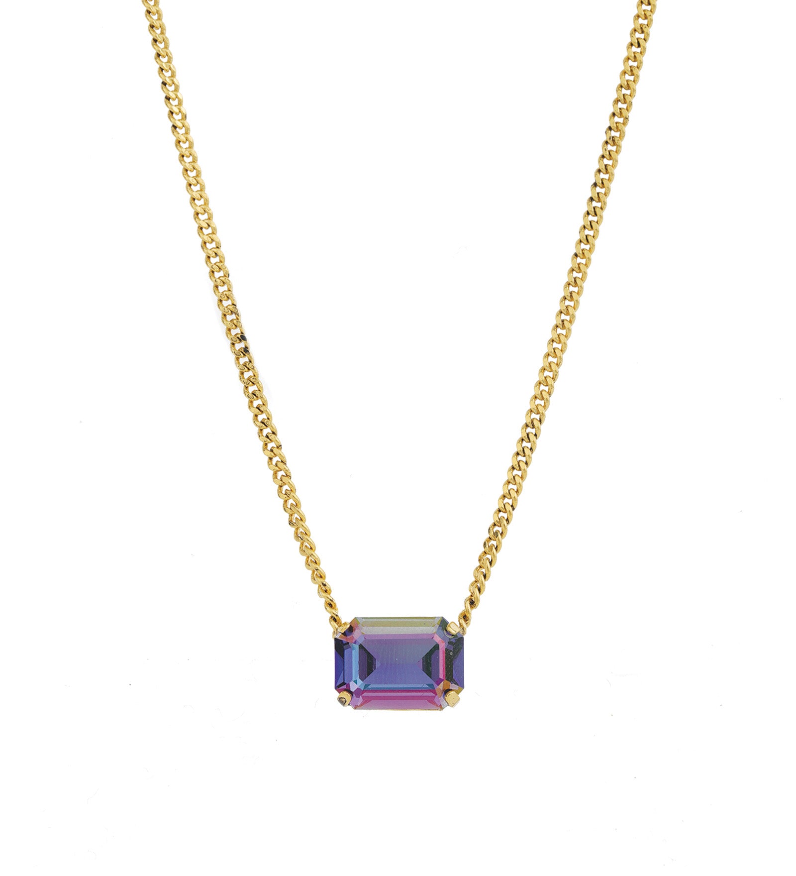 TOVA-Rubin Necklace-Necklaces-14k Gold Plated, Tanzanite Glimmer Crystal-Blue Ruby Jewellery-Vancouver Canada