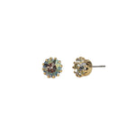 TOVA-Chrisley Studs-Earrings-14k Gold Plated, Starlight Crystal-Blue Ruby Jewellery-Vancouver Canada