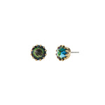 TOVA-Chrisley Studs-Earrings-14k Gold Plated, Vitrial Crystal-Blue Ruby Jewellery-Vancouver Canada