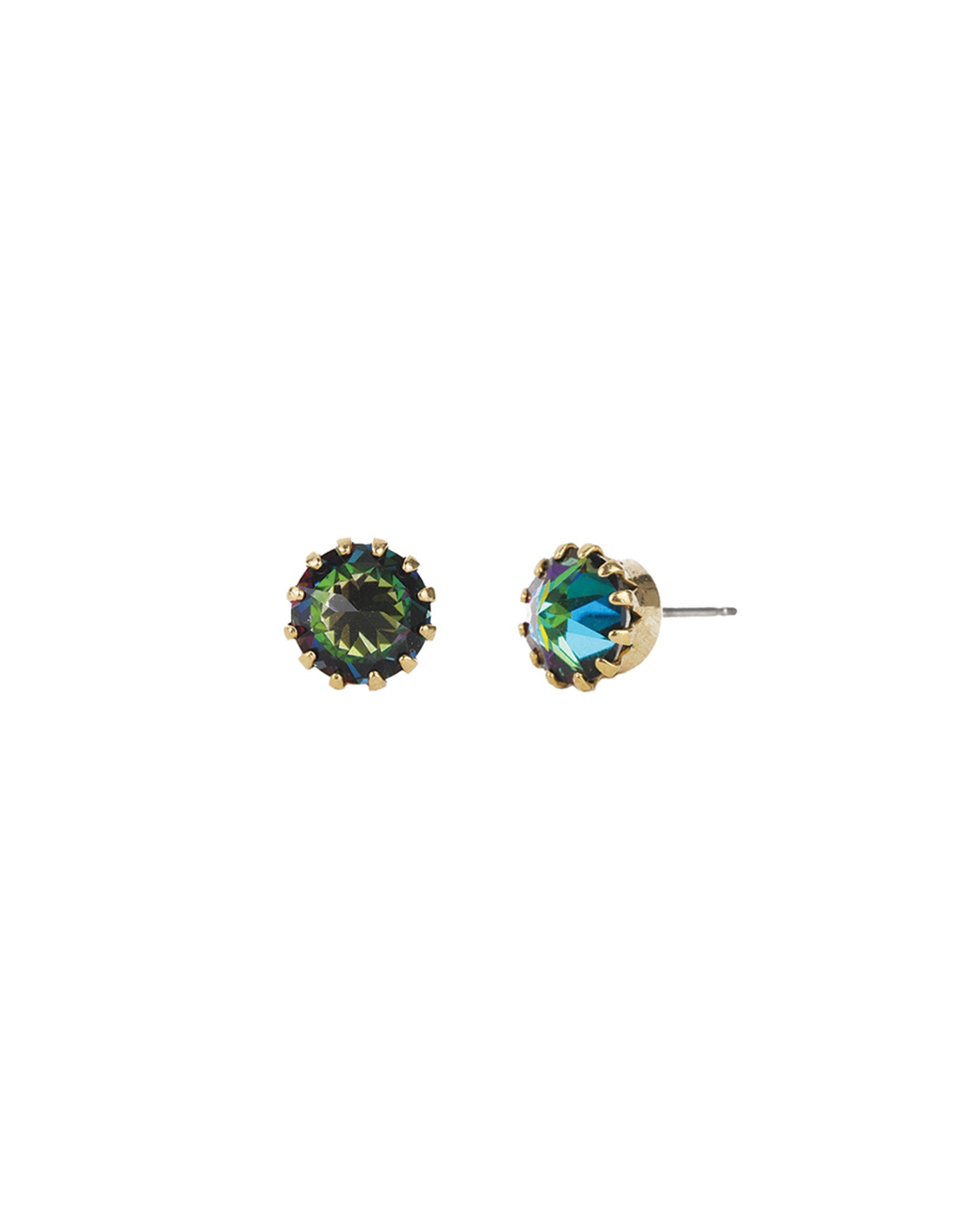 TOVA-Chrisley Studs-Earrings-14k Gold Plated, Vitrial Crystal-Blue Ruby Jewellery-Vancouver Canada