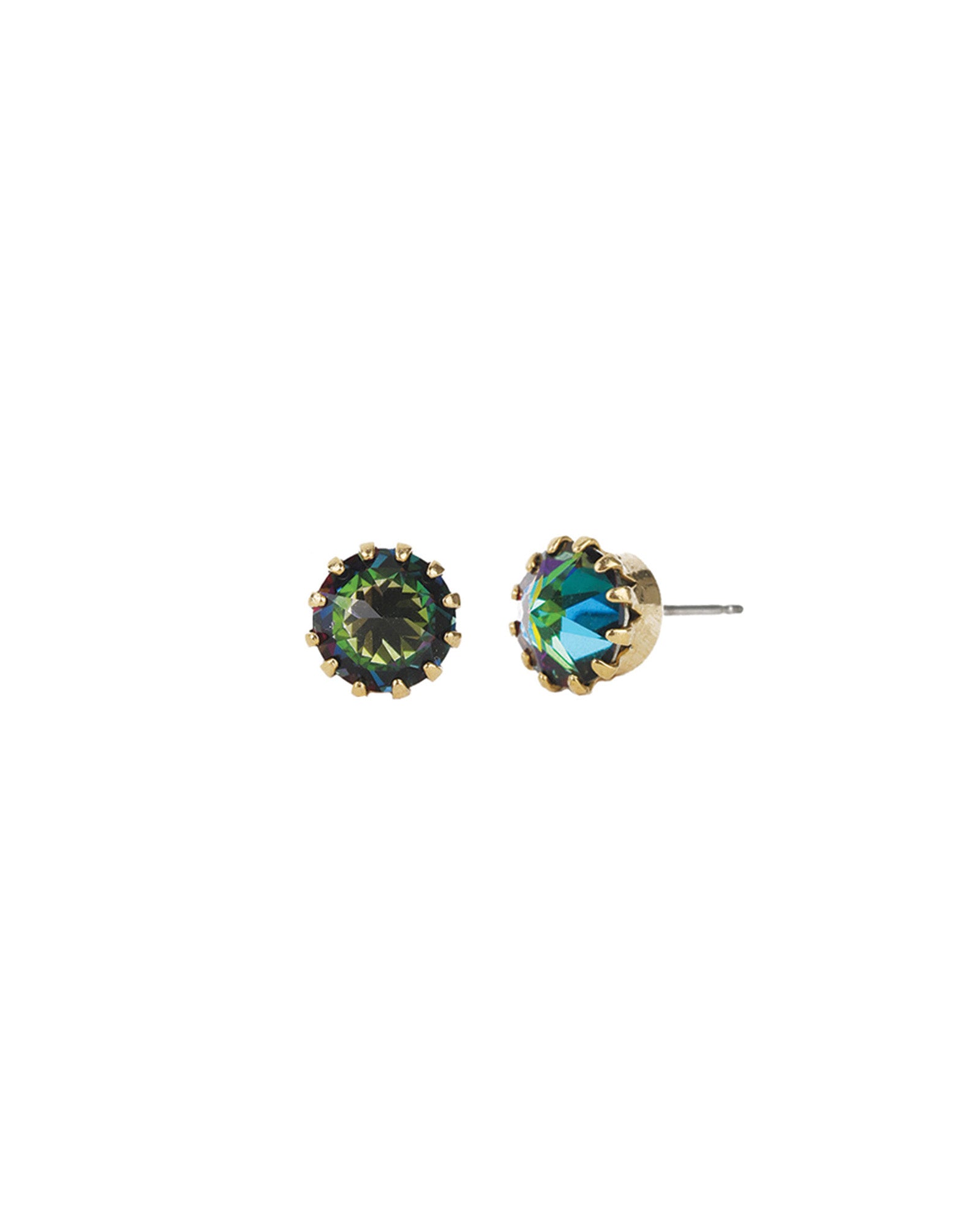 TOVA-Chrisley Studs-Earrings-14k Gold Plated, Vitrial Crystal-Blue Ruby Jewellery-Vancouver Canada