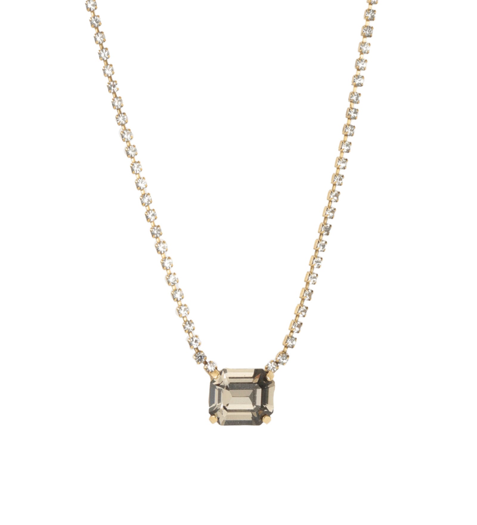 TOVA-Rhys Rectangle Necklace-Necklaces-14k Gold Plated, Black Diamond Crystal-Blue Ruby Jewellery-Vancouver Canada