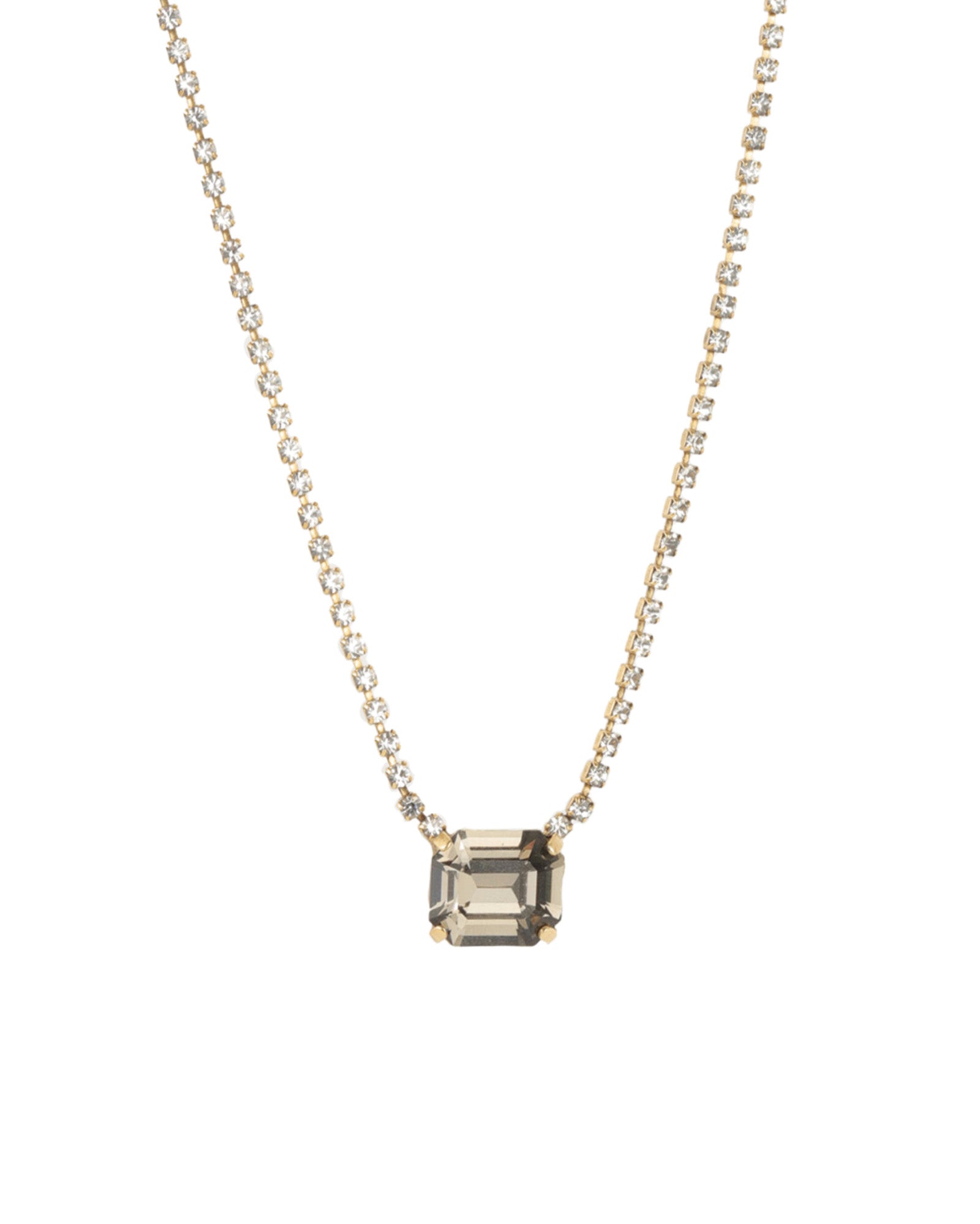 TOVA-Rhys Rectangle Necklace-Necklaces-14k Gold Plated, Black Diamond Crystal-Blue Ruby Jewellery-Vancouver Canada