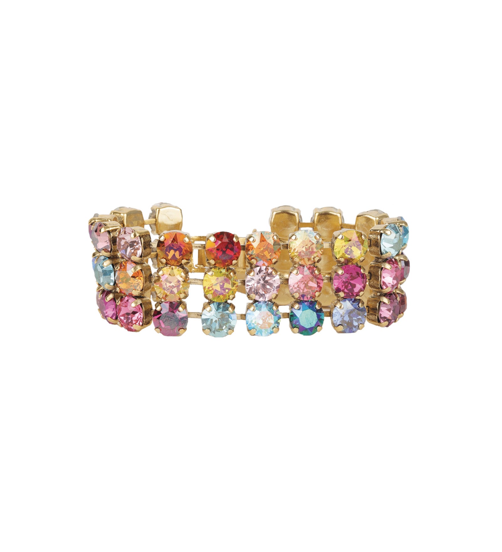 Rainbow Mini Bracelet 14k Gold Plated, Bohemian Wonderland Crystal