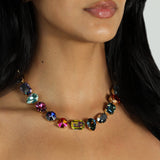 TOVA-Sara Necklace-Necklaces-14k Gold Plated, Mixed Rainbow Crystal-Blue Ruby Jewellery-Vancouver Canada