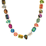 TOVA-Sara Necklace-Necklaces-14k Gold Plated, Mixed Rainbow Crystal-Blue Ruby Jewellery-Vancouver Canada