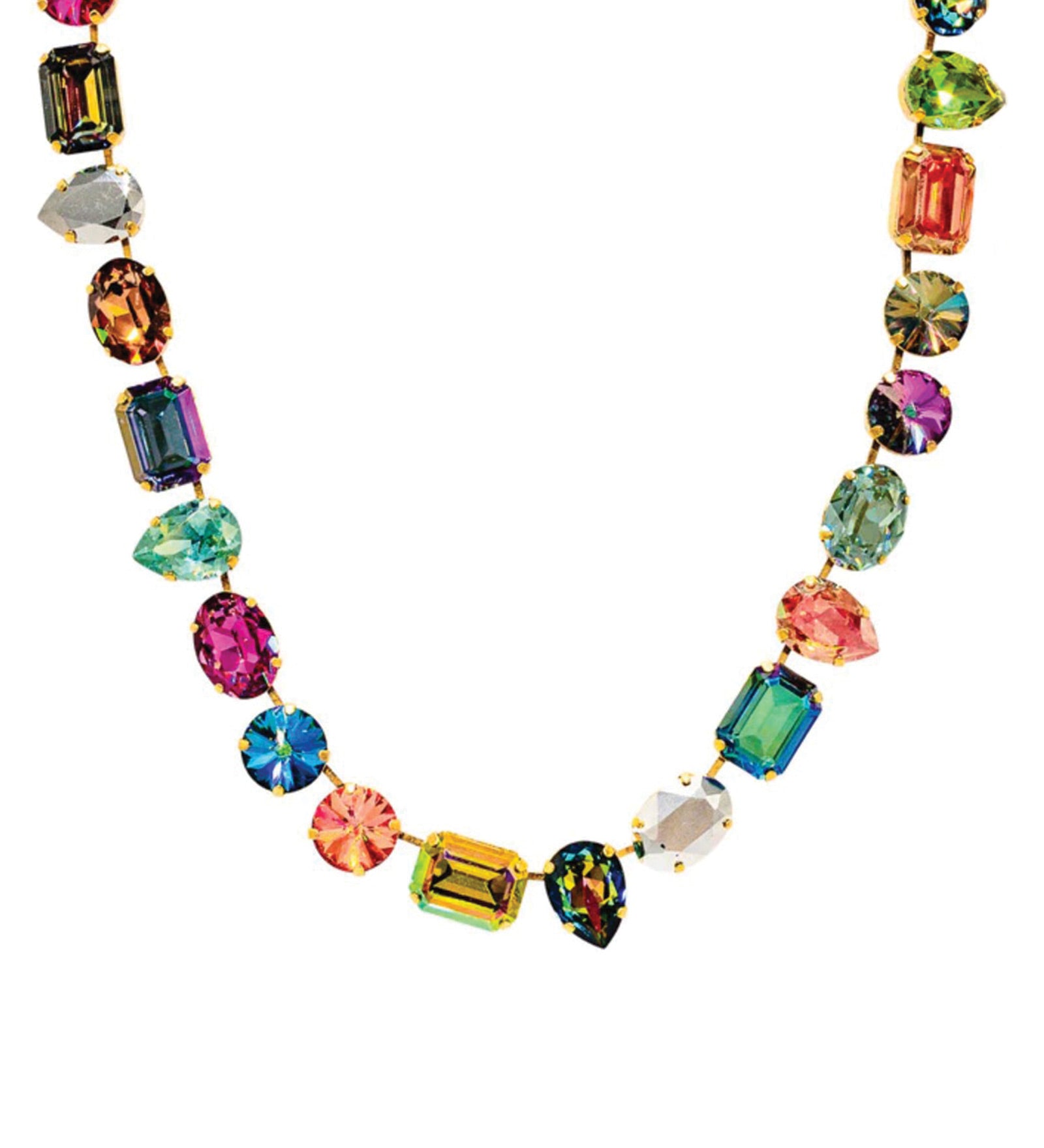 TOVA-Sara Necklace-Necklaces-14k Gold Plated, Mixed Rainbow Crystal-Blue Ruby Jewellery-Vancouver Canada