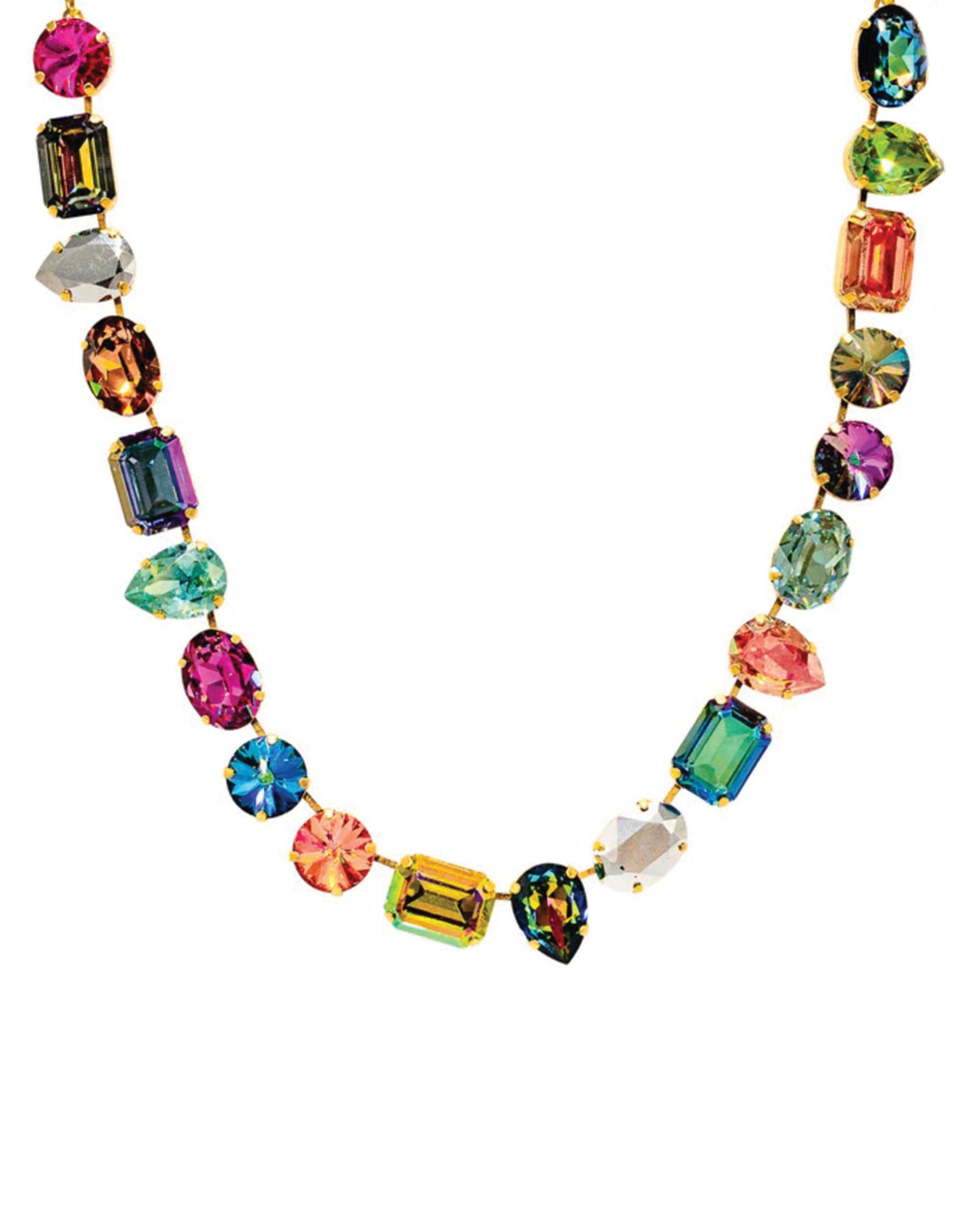 TOVA-Sara Necklace-Necklaces-14k Gold Plated, Mixed Rainbow Crystal-Blue Ruby Jewellery-Vancouver Canada