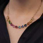 TOVA-Mini Oakland Necklace-Necklaces-14k Gold Plated, Bohemian Wonderland Crystal-Blue Ruby Jewellery-Vancouver Canada