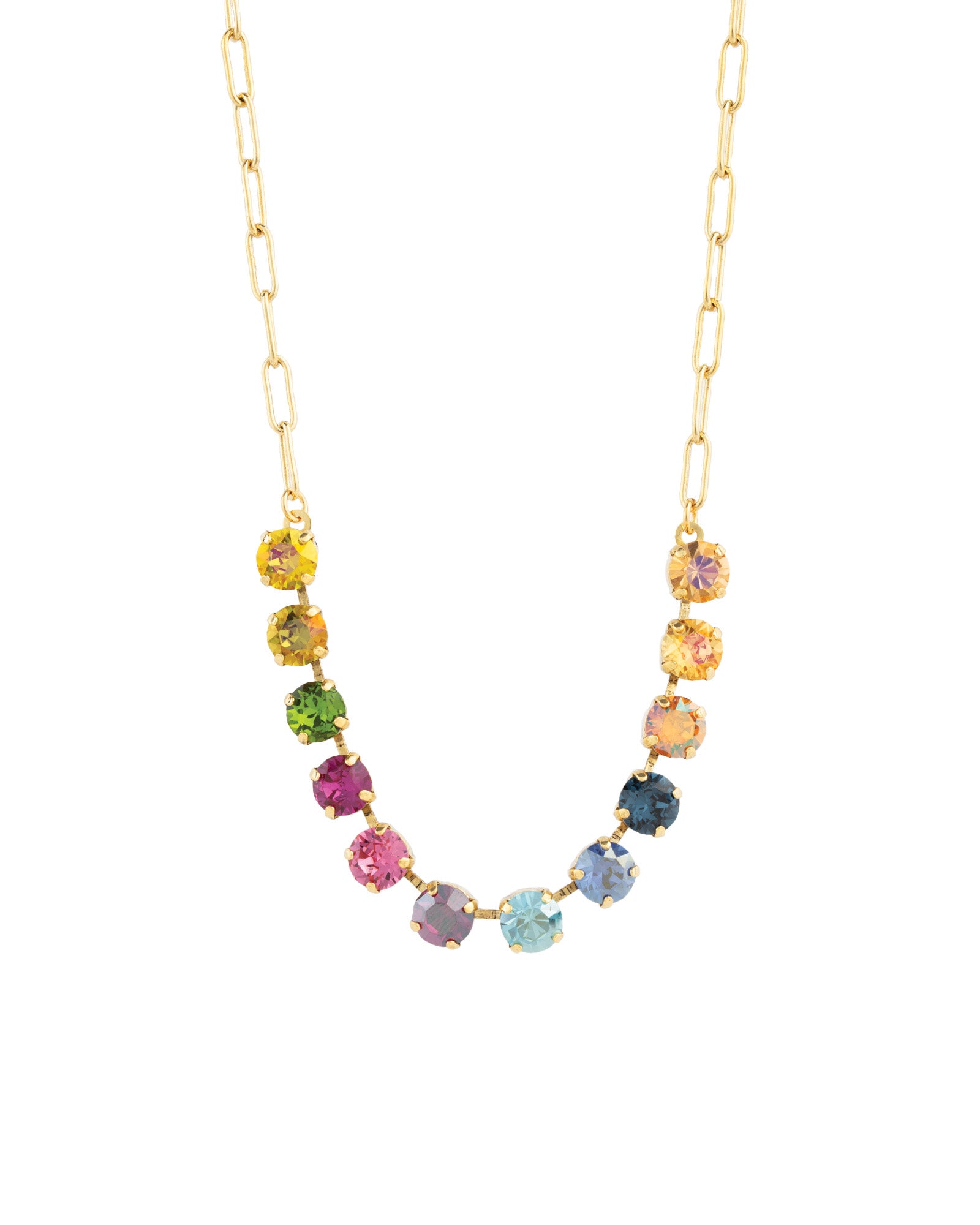 TOVA-Mini Oakland Necklace-Necklaces-14k Gold Plated, Bohemian Wonderland Crystal-Blue Ruby Jewellery-Vancouver Canada