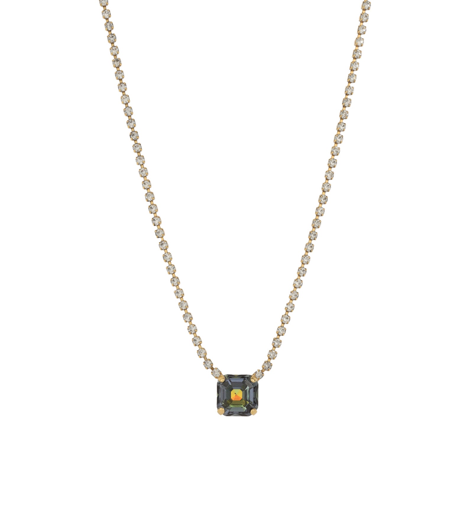 Rhys Square Necklace 14k Gold Plated, Golden Sahara Crystal