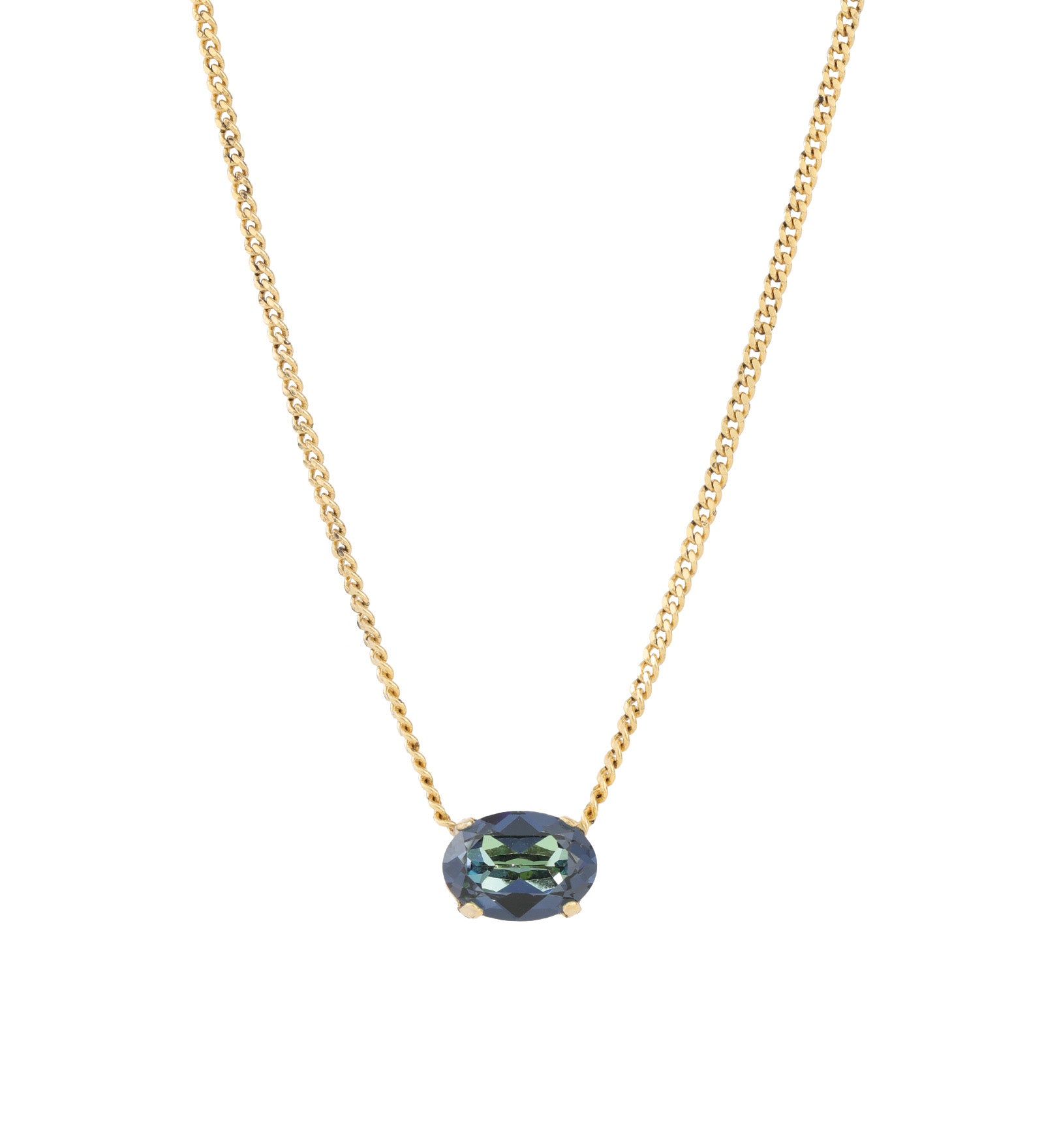 TOVA-Iza Necklace-Necklaces-14k Gold Plated, Golden Sahara Crystal-Blue Ruby Jewellery-Vancouver Canada