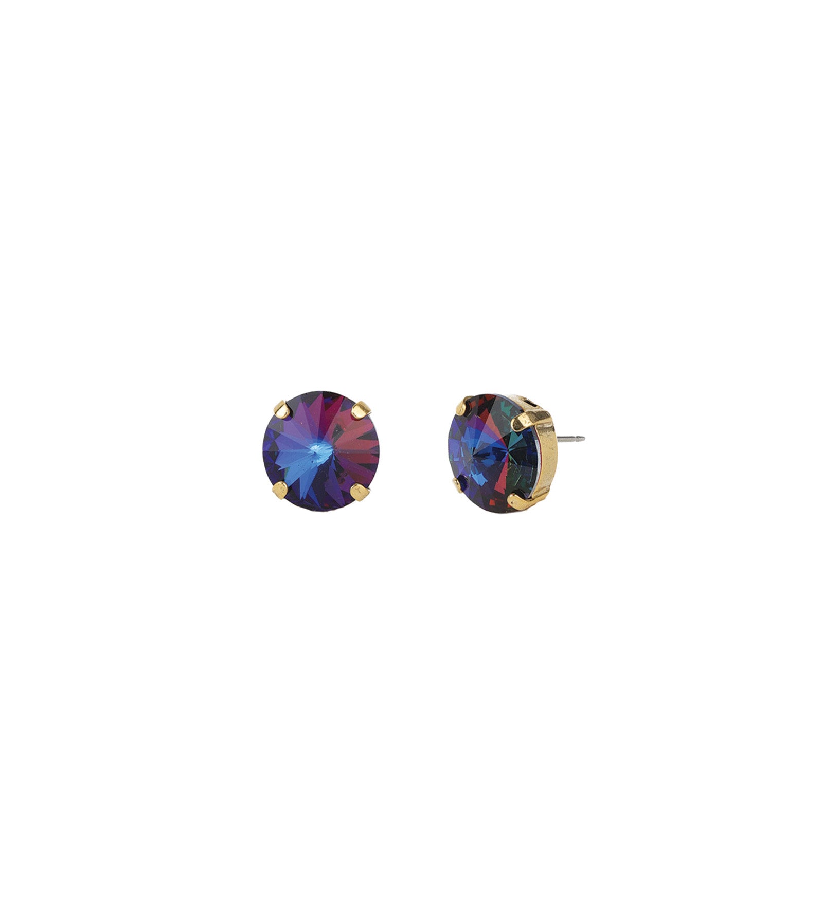 TOVA-The Basic Stud | 12mm-Earrings-14k Gold Plated, Volcano Crystal-Blue Ruby Jewellery-Vancouver Canada