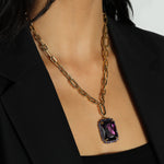 TOVA-Mini Soleil Necklace-Necklaces-14k Gold Plated, Amethyst Crystal-Blue Ruby Jewellery-Vancouver Canada