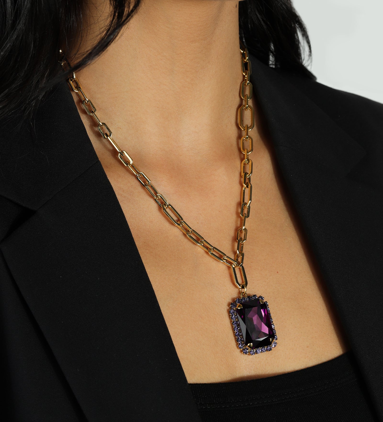 TOVA-Mini Soleil Necklace-Necklaces-14k Gold Plated, Amethyst Crystal-Blue Ruby Jewellery-Vancouver Canada