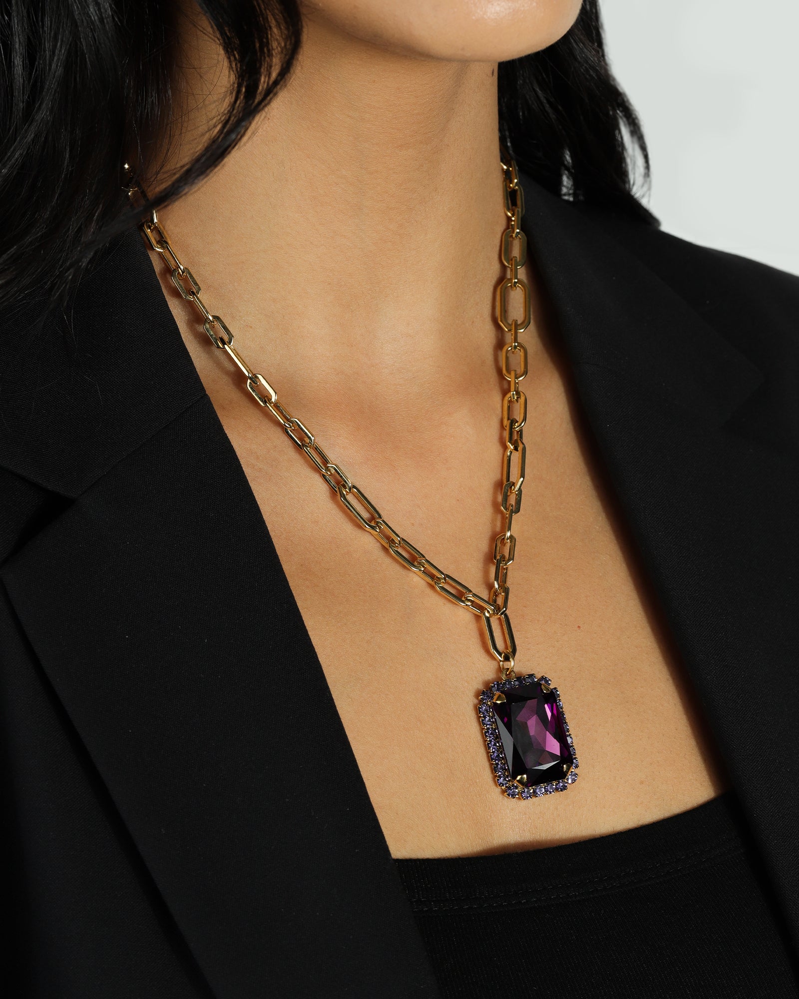 TOVA-Mini Soleil Necklace-Necklaces-14k Gold Plated, Amethyst Crystal-Blue Ruby Jewellery-Vancouver Canada