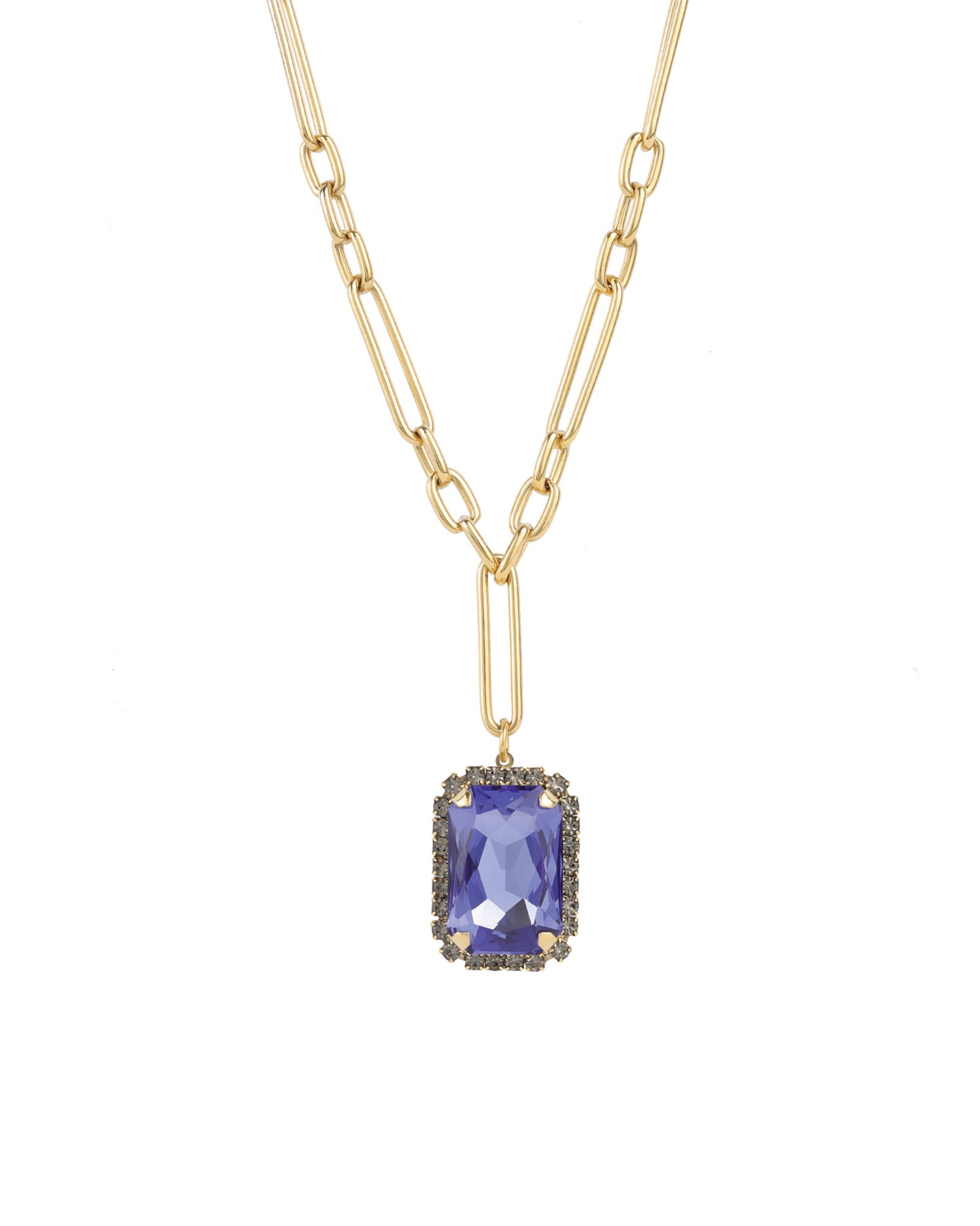 TOVA-Mini Soleil Necklace-Necklaces-14k Gold Plated, Tanzanite Crystal-Blue Ruby Jewellery-Vancouver Canada