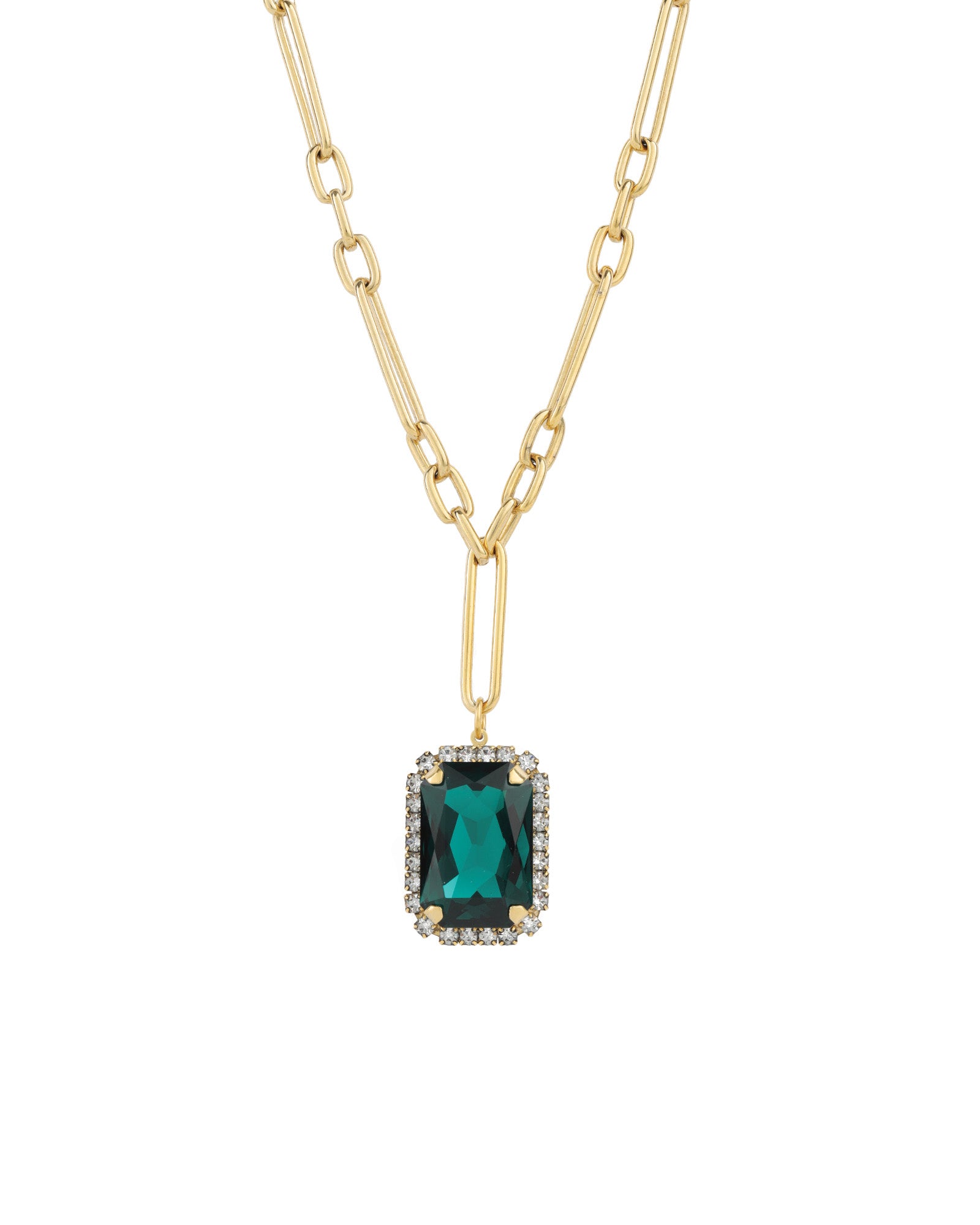 TOVA-Mini Soleil Necklace-Necklaces-14k Gold Plated, Emerald Crystal-Blue Ruby Jewellery-Vancouver Canada