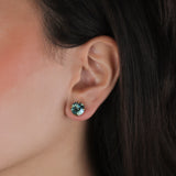 TOVA-Trentley Studs | 10mm-Earrings-14k Gold Plated, Aqua Verde Crystal-Blue Ruby Jewellery-Vancouver Canada