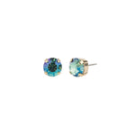 TOVA-Trentley Studs | 10mm-Earrings-14k Gold Plated, Aqua Verde Crystal-Blue Ruby Jewellery-Vancouver Canada