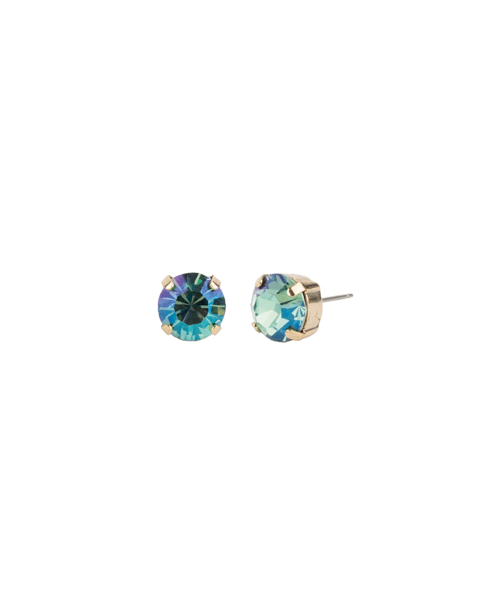 TOVA-Trentley Studs | 10mm-Earrings-14k Gold Plated, Aqua Verde Crystal-Blue Ruby Jewellery-Vancouver Canada