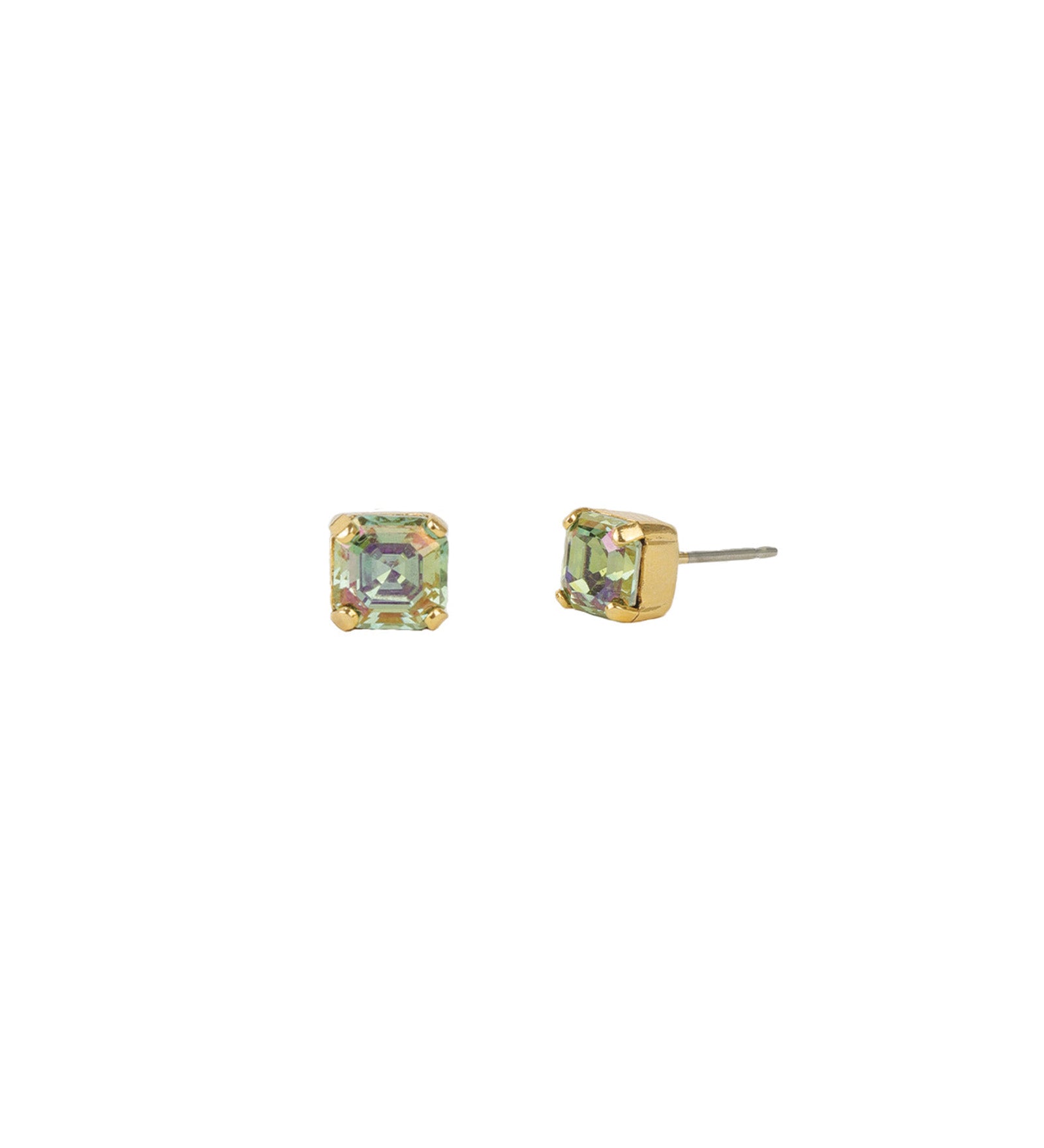 Mini Niki Studs 14k Gold Plated, Aqua Lemon Crystal