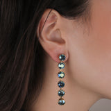 TOVA-Lilibet Earrings-Earrings-14k Gold Plated, Aqua Verde Crystal-Blue Ruby Jewellery-Vancouver Canada