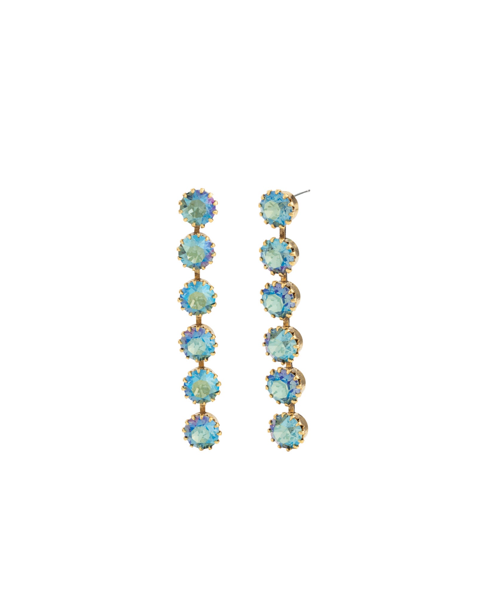 TOVA-Lilibet Earrings-Earrings-14k Gold Plated, Aqua Verde Crystal-Blue Ruby Jewellery-Vancouver Canada