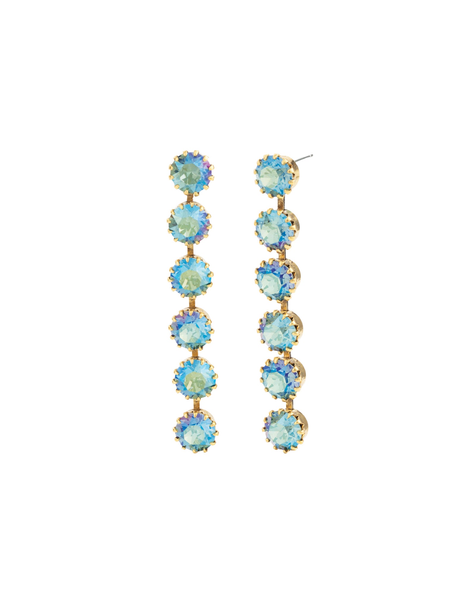 TOVA-Lilibet 2 Earrings-Earrings-14k Gold Plated, Aqua Verde Crystal-Blue Ruby Jewellery-Vancouver Canada