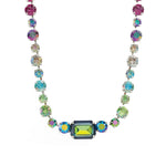 TOVA-Paisley Necklace-Necklaces-Silver Plated, Mixed Rainbow Crystal-Blue Ruby Jewellery-Vancouver Canada