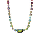 TOVA-Paisley Necklace-Necklaces-14k Gold Plated, Mixed Rainbow Crystal-Blue Ruby Jewellery-Vancouver Canada