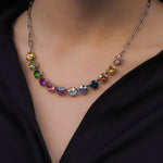 TOVA-Mini Oakland Necklace-Necklaces-Silver Plated, Bohemian Wonderland Crystal-Blue Ruby Jewellery-Vancouver Canada