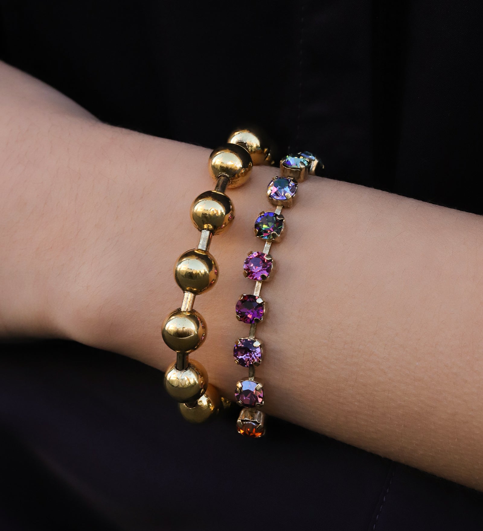 TOVA-Sarina Bracelet-Bracelets-14k Gold Plated, Addy Crystal-Blue Ruby Jewellery-Vancouver Canada