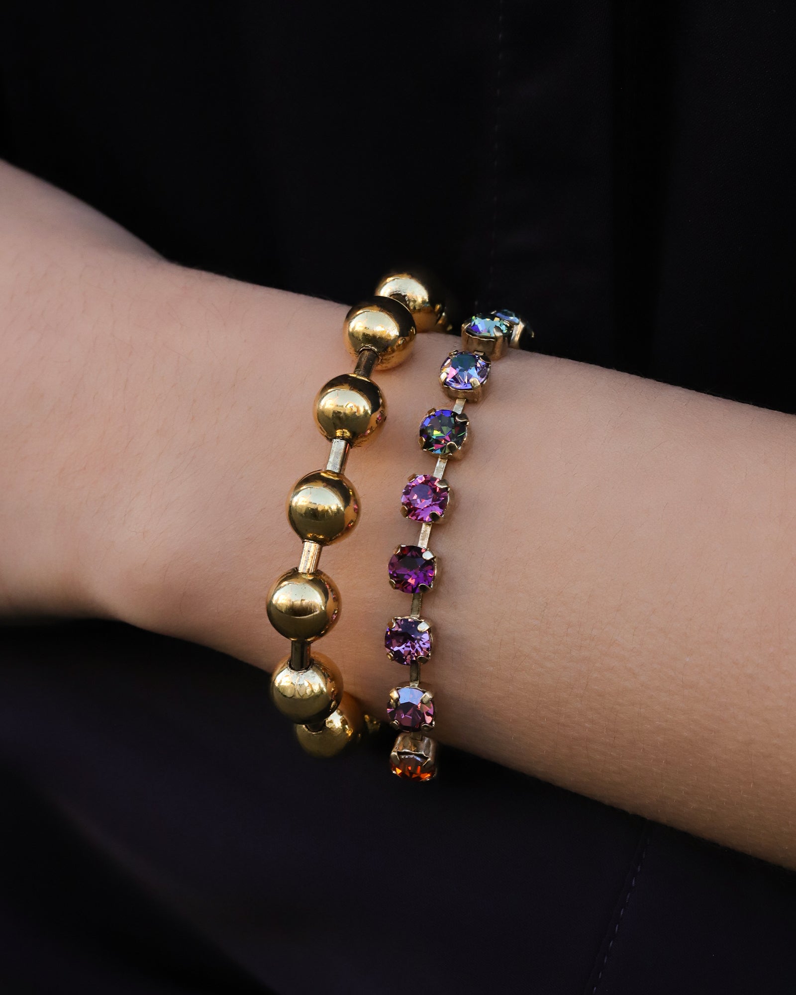 TOVA-Sarina Bracelet-Bracelets-14k Gold Plated, Addy Crystal-Blue Ruby Jewellery-Vancouver Canada