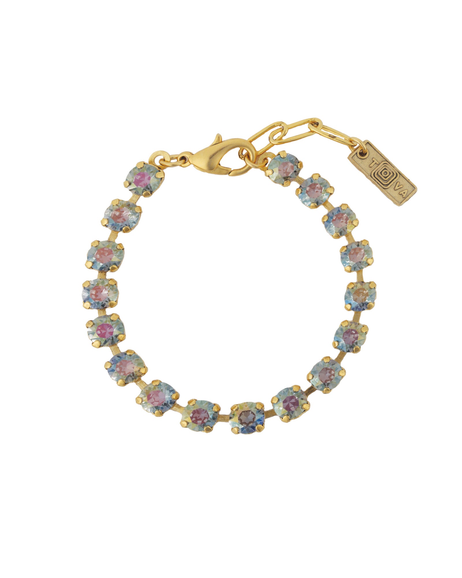 TOVA-Sarina Bracelet-Bracelets-14k Gold Plated, Starlight Crystal-Blue Ruby Jewellery-Vancouver Canada