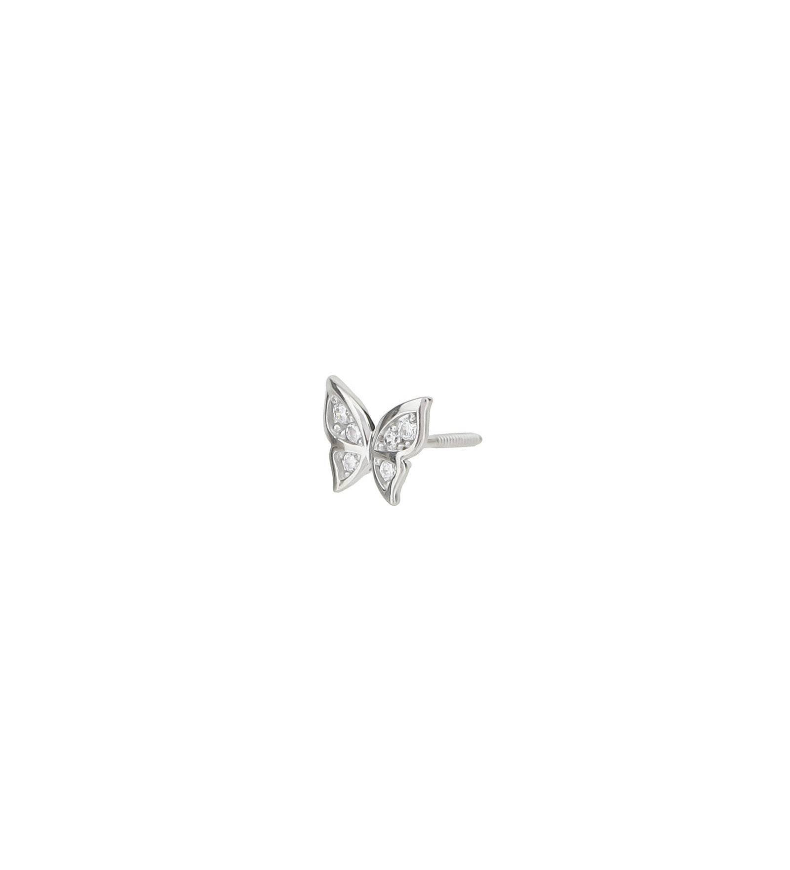 Valley of the Fine-Butterfly CZ Stud-Earrings-10k White Gold, Cubic Zirconia-Blue Ruby Jewellery-Vancouver Canada