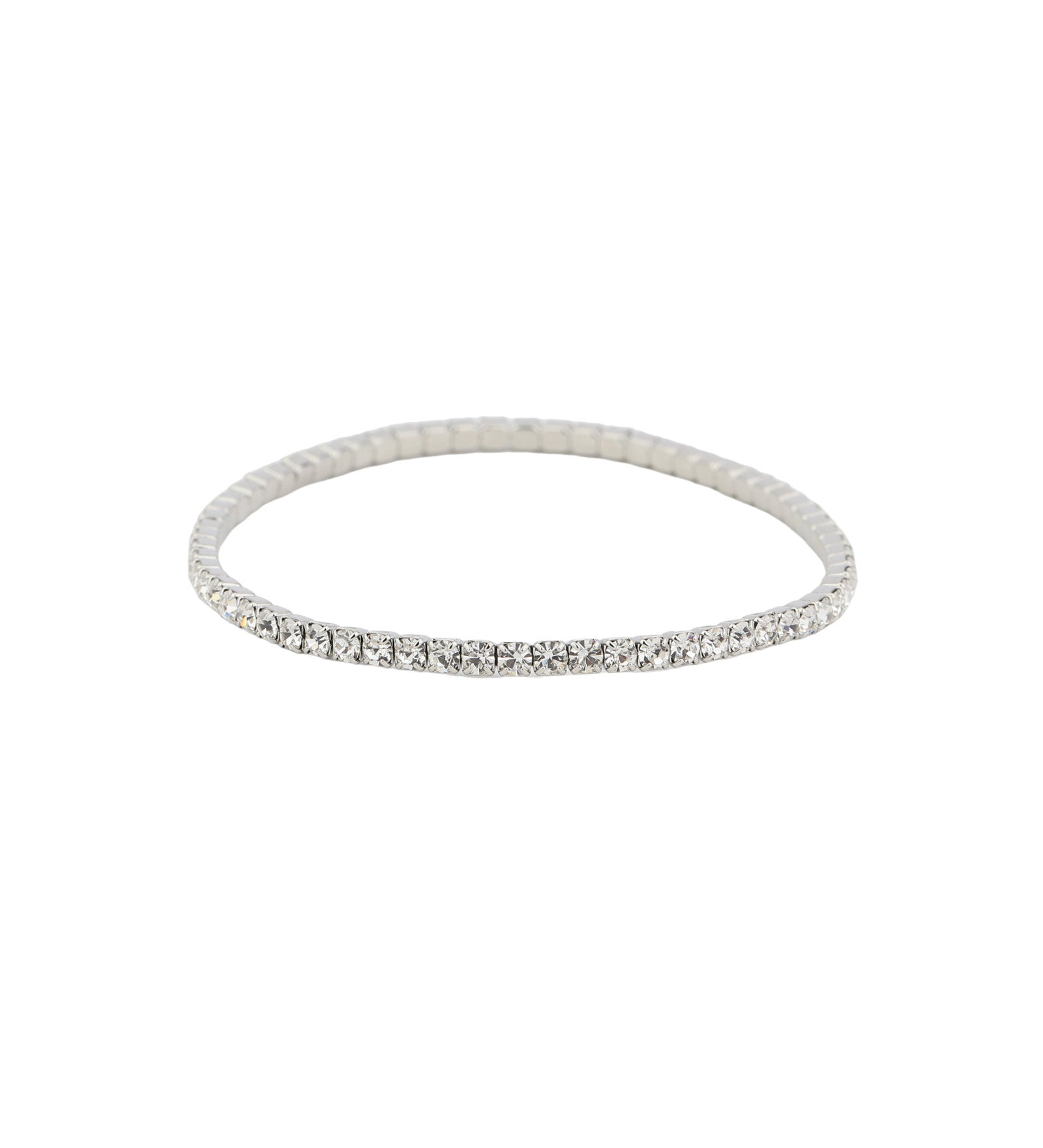 1 Row 2.5mm CZ Stretch Bracelet Silver Tone, Cubic Zirconia