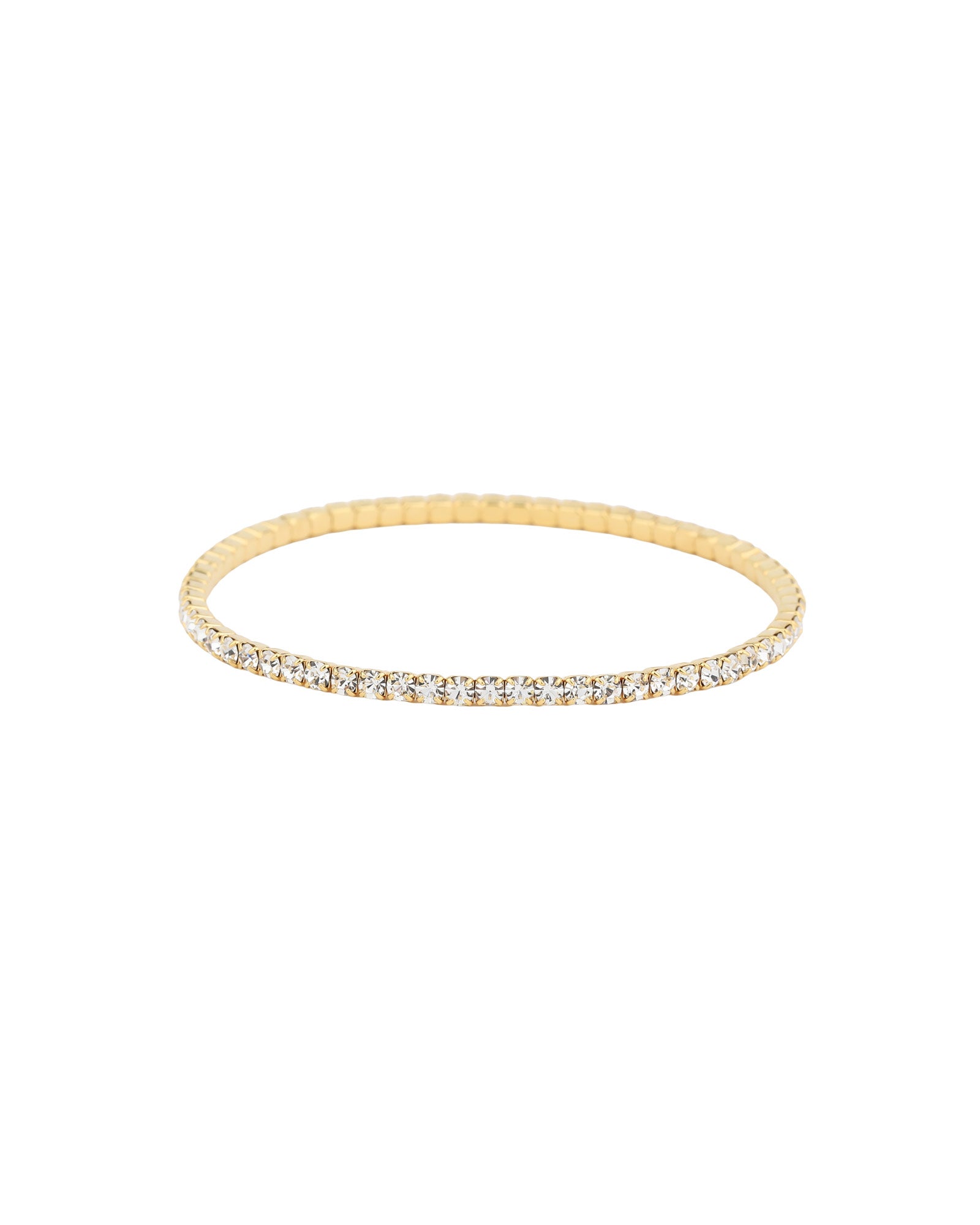 1 Row 2.5mm CZ Stretch Bracelet Gold Plated, Cubic Zirconia