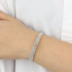 3 Row Crystal Bracelet Silver Tone, White Crystal