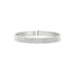 3 Row Crystal Bracelet Silver Tone, White Crystal