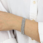 6 Row Crystal Bracelet Silver Tone, White Crystal