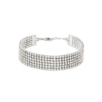 Weekend Ritual-6 Row Crystal Bracelet-Bracelets-Silver Plated, White Crystal-Blue Ruby Jewellery-Vancouver Canada