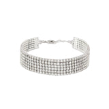 Weekend Ritual-6 Row Crystal Bracelet-Bracelets-Silver Plated, White Crystal-Blue Ruby Jewellery-Vancouver Canada