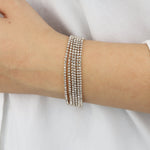 6 Row Crystal Bracelet Gold Tone, White Crystal