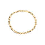 1 Row 4mm Crystal Stretch Bracelet Gold Tone, Black Diamond Crystal