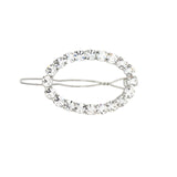 1 Row Large Crystal Oval Hairclip Silver Tone, White Crystal