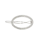 2 Row Crystal Oval Hairclip Silver Tone, Cubic Zirconia