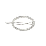 2 Row Crystal Oval Hairclip Silver Tone, Cubic Zirconia