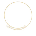 Crystal Coin Single Pearl Collar Gold Tone, White Crystal